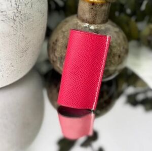 Hermes Pink Epsom Leather Lipstick Case